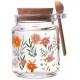 Pote 240ml Redondo De Vidro Com Tampa E Colher De Bambu Flora